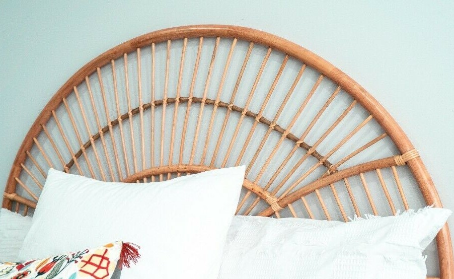 Bohemian Headboard, Rattan Bamboo Headboard, Cane Headboard, Wooden Bed  Board, Rattan Wooden Headboard 