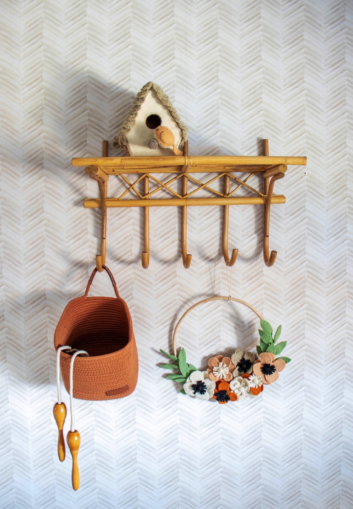 Natural Rattan Wall Hanging Hooks, Handmade Wall Hooks, Handmade