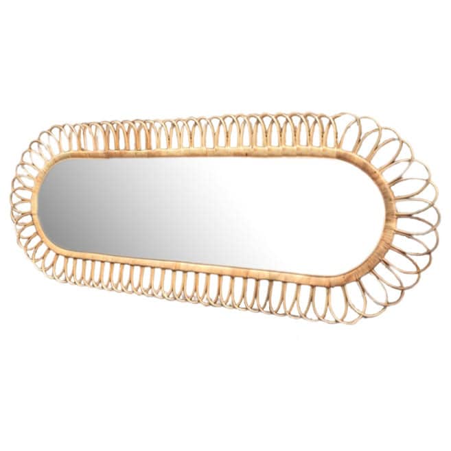 Handmade Rattan Floor Mirror, Real looking Mirror.