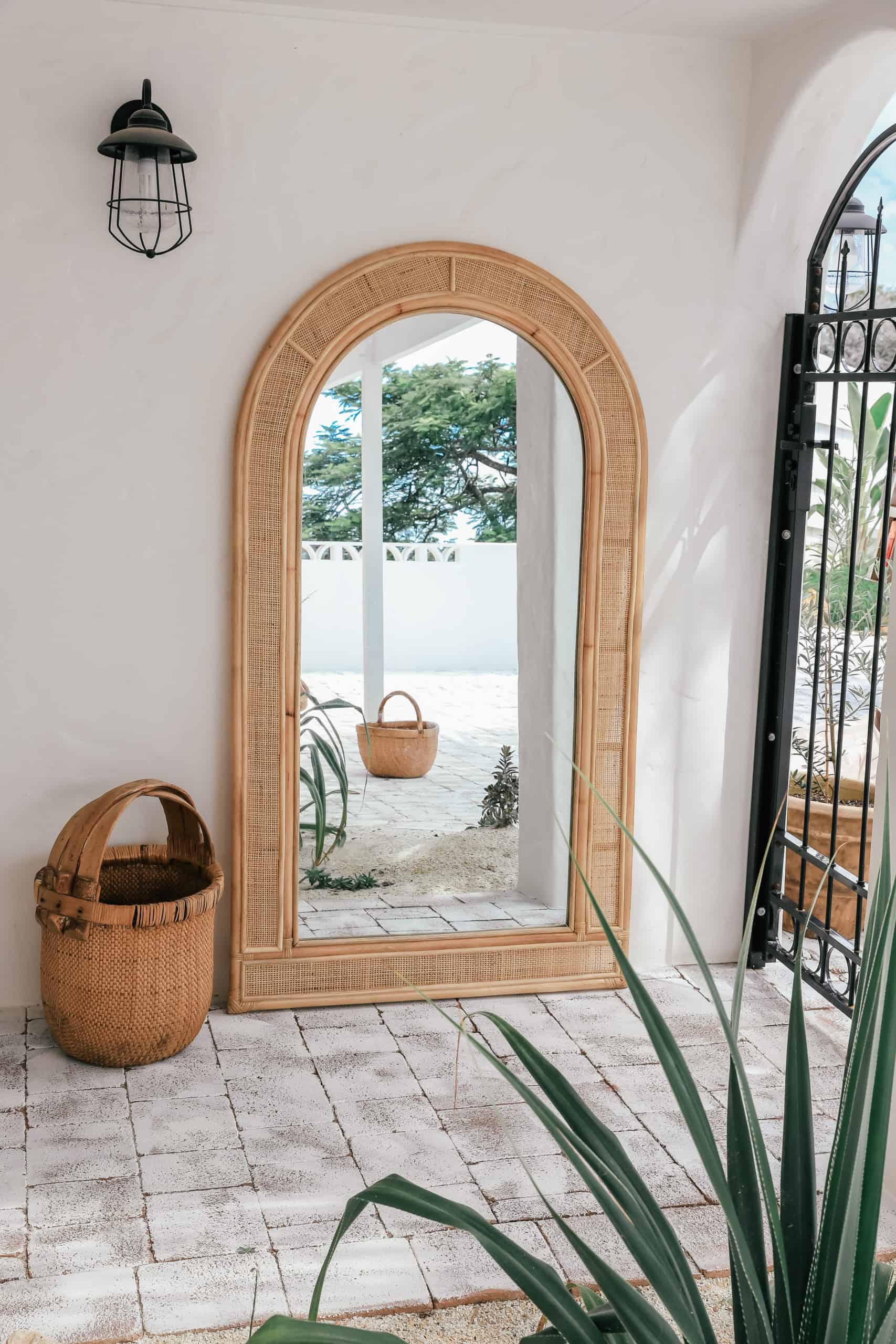 Handmade Rattan Floor Mirror, Real looking Mirror.
