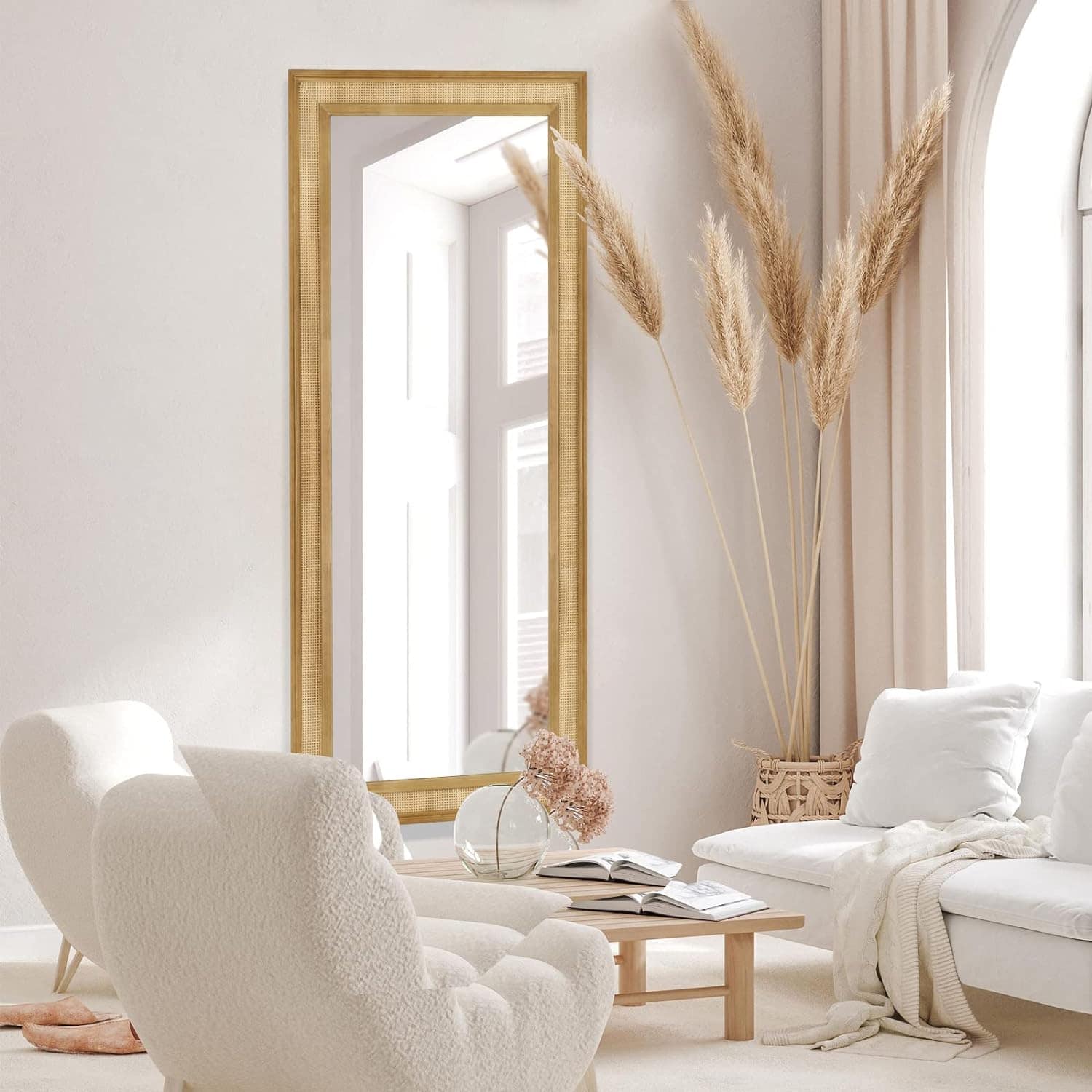 Handmade Rattan Floor Mirror, Real looking Mirror. - Image 2