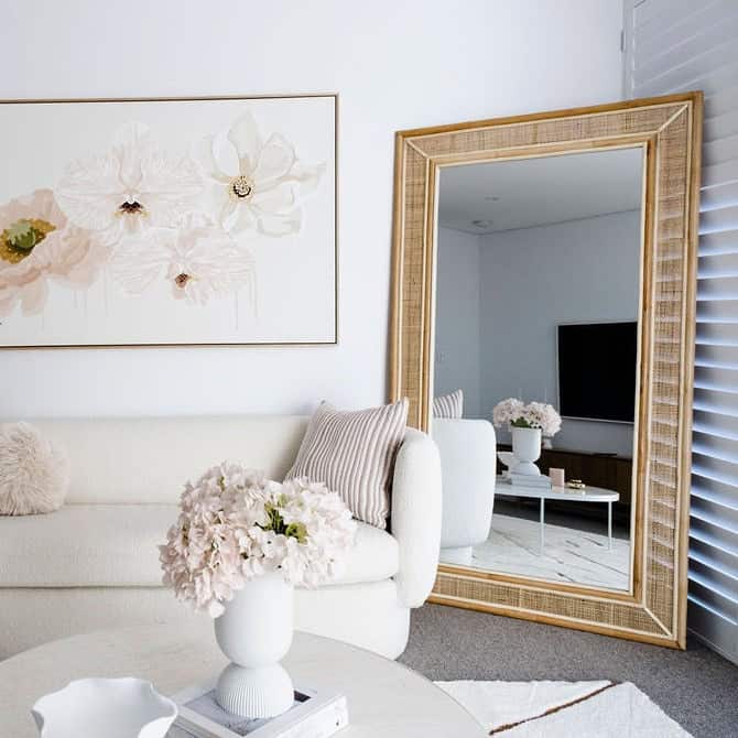 Handmade Rattan Floor Mirror, Real looking Mirror. - Image 2