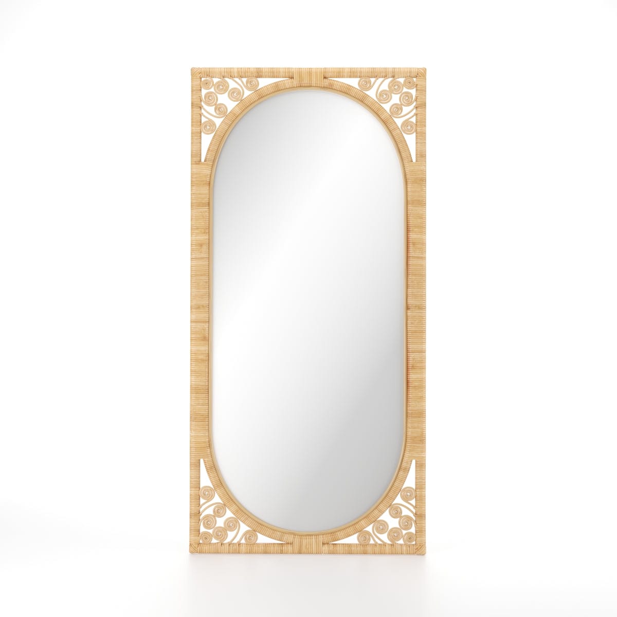 Handmade Rattan Floor Mirror, Real looking Mirror.