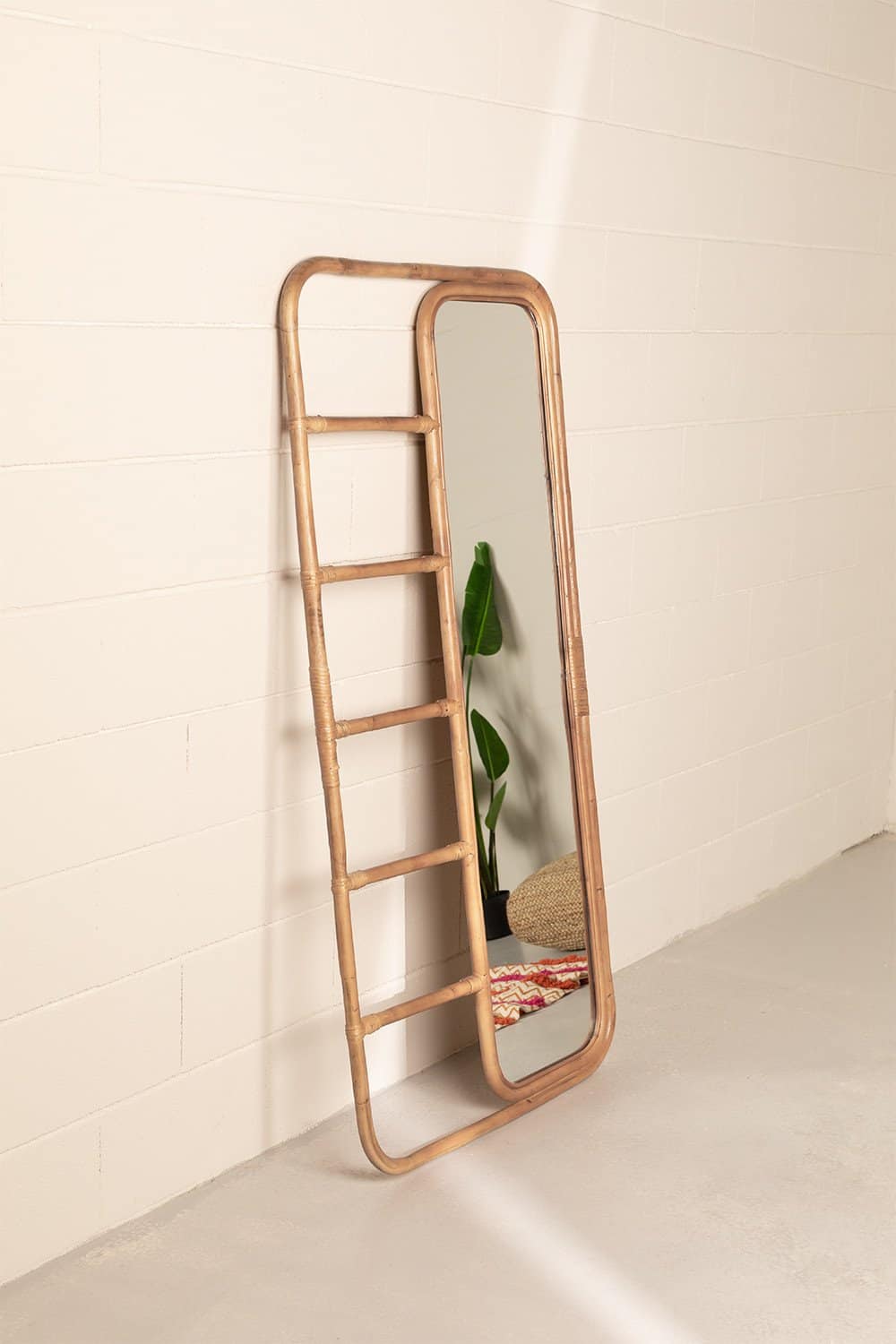 Handmade Rattan Floor Mirror, Real looking Mirror. - Image 2