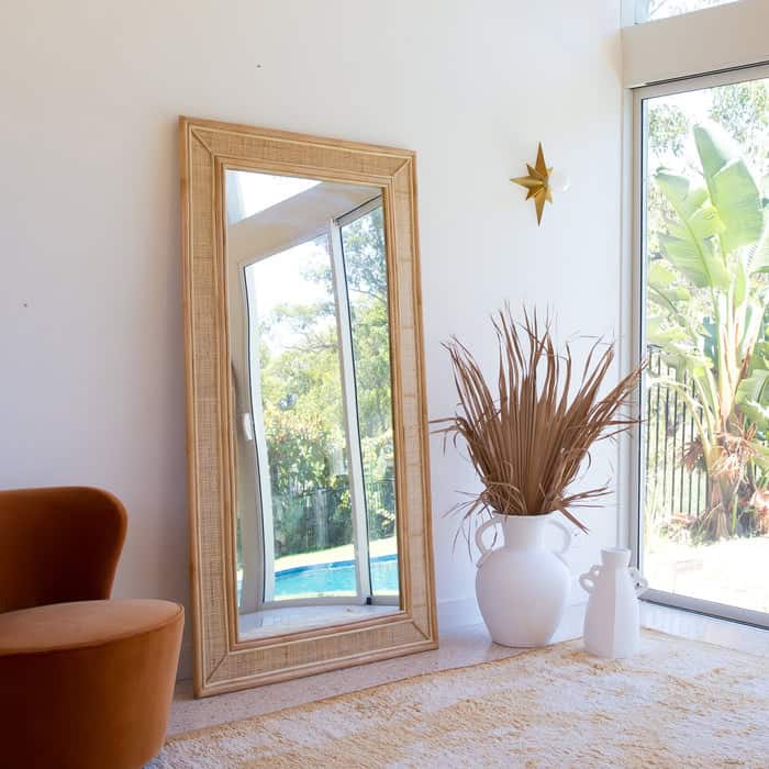 Handmade Rattan Floor Mirror, Real looking Mirror. - Image 3