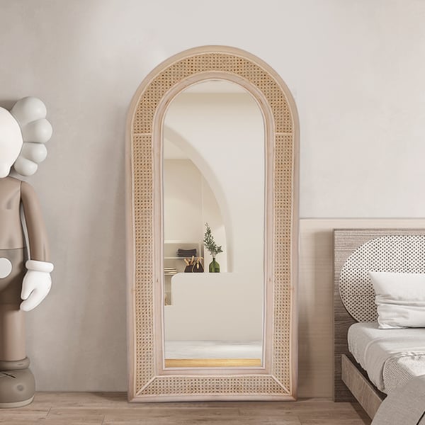 Handmade Rattan Floor Mirror, Real looking Mirror. - Image 4