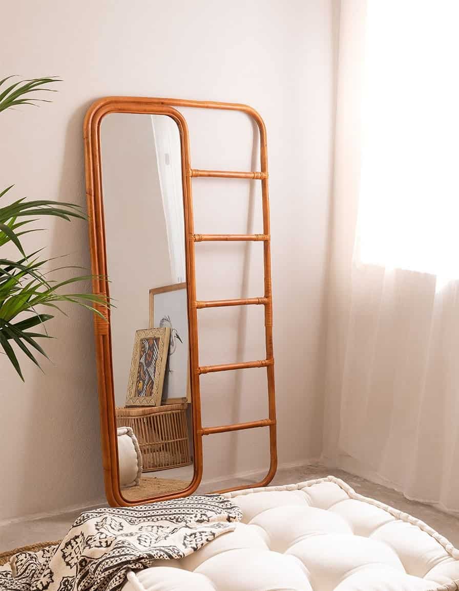Handmade Rattan Floor Mirror, Real looking Mirror. - Image 3