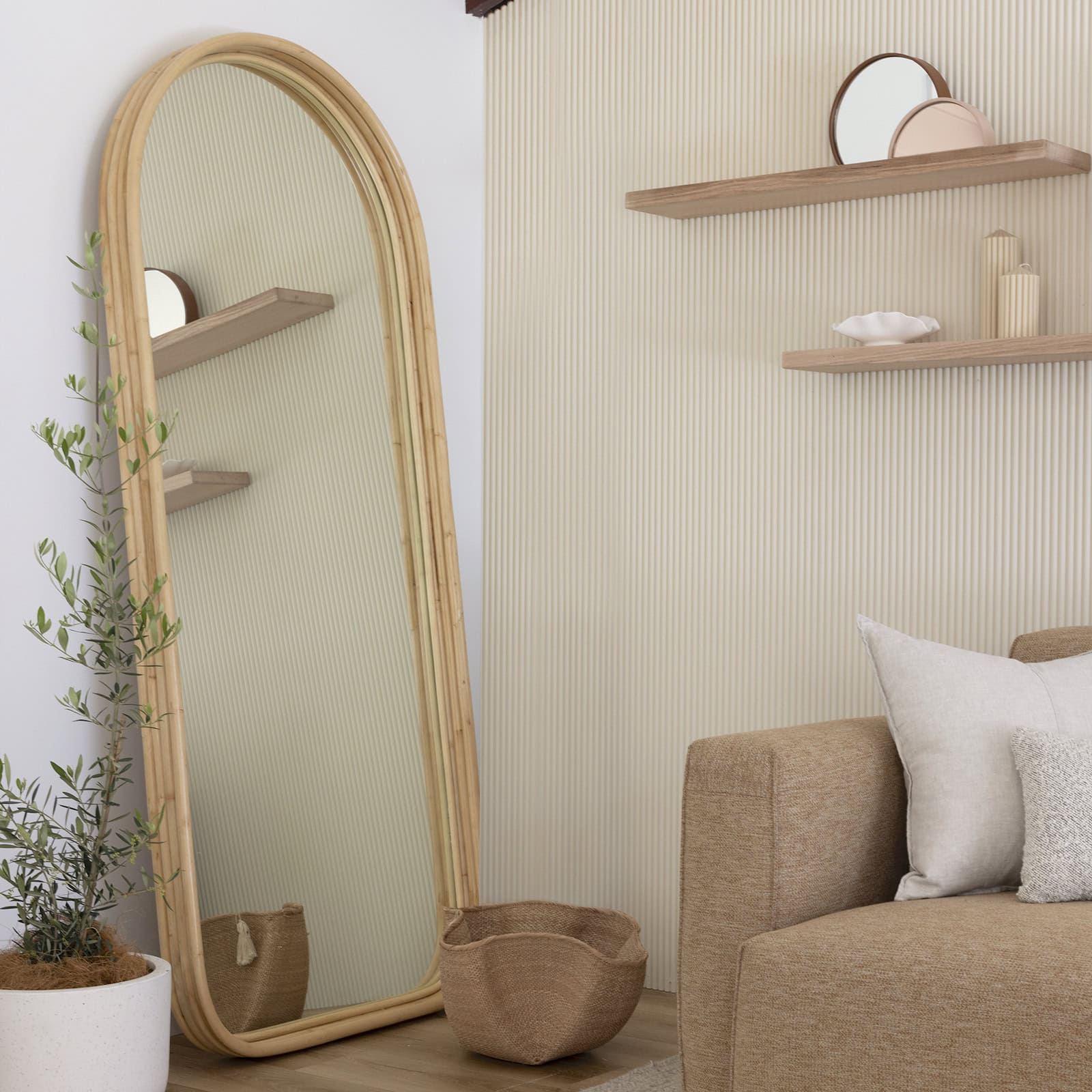 Handmade Rattan Floor Mirror, Real looking Mirror. - Image 4