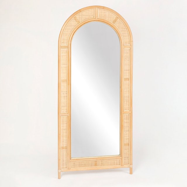 Handmade Rattan Floor Mirror, Real looking Mirror.