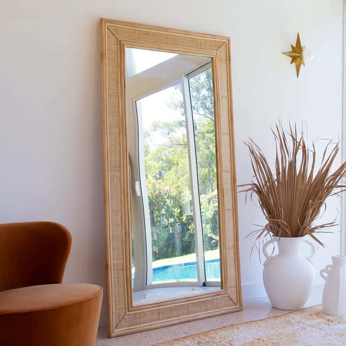 Handmade Rattan Floor Mirror, Real looking Mirror. - Image 4