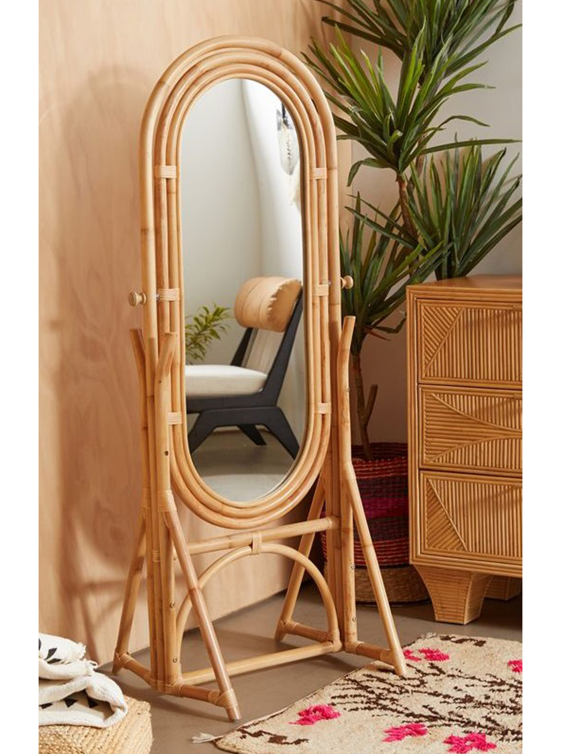 Handmade Rattan Floor Mirror, Real looking Mirror. - Image 5