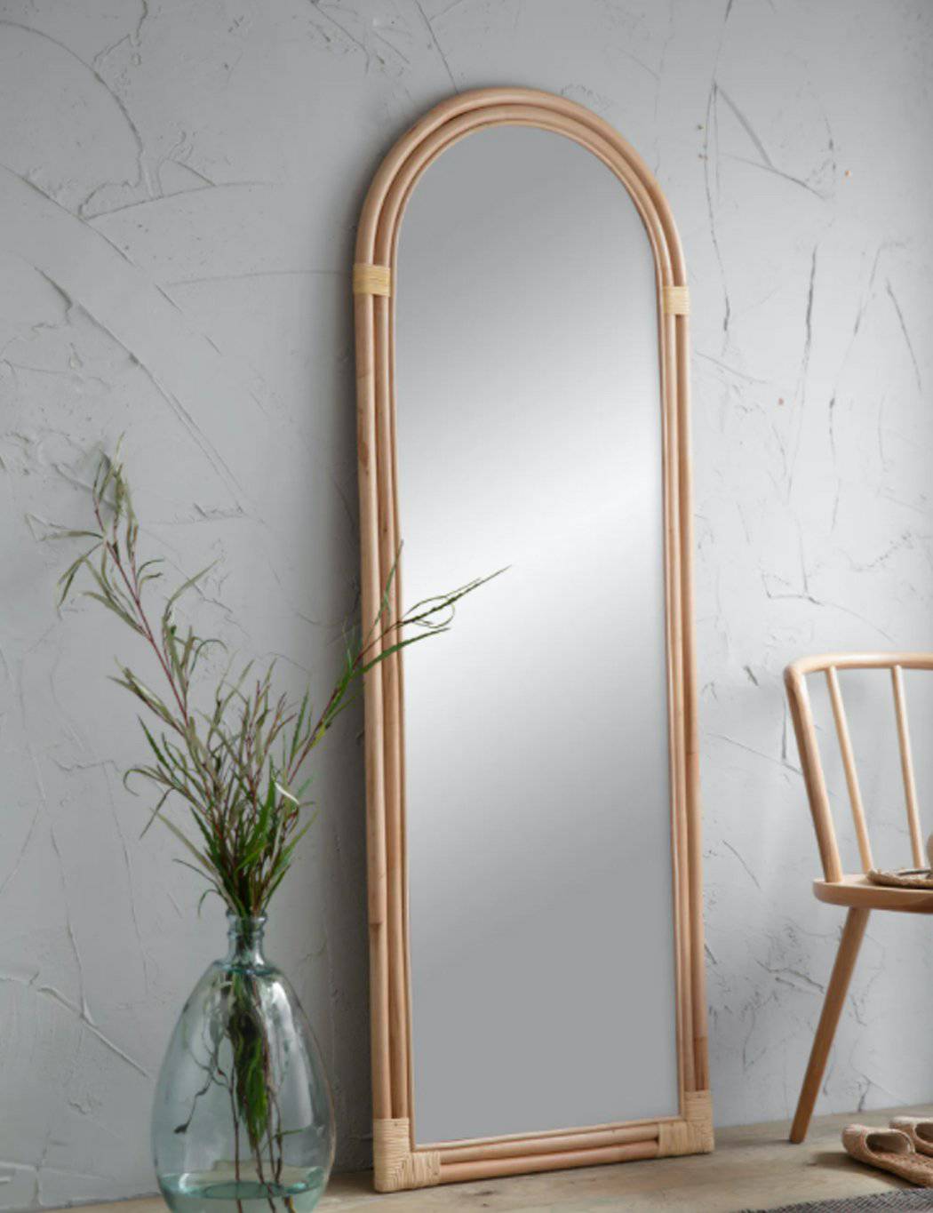 Handmade Rattan Floor Mirror, Real looking Mirror.