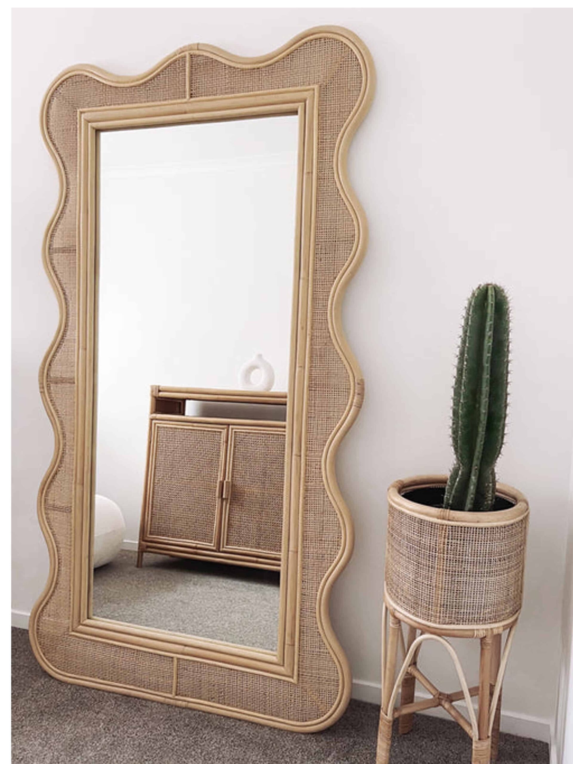 Handmade Rattan Floor Mirror, Real looking Mirror. - Image 8