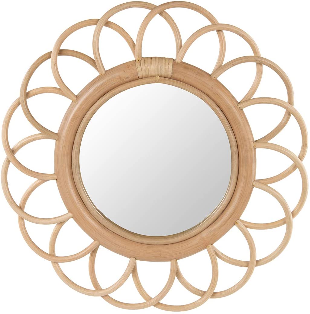 Handmade Rattan Round Mirror, Real looking Mirror.
