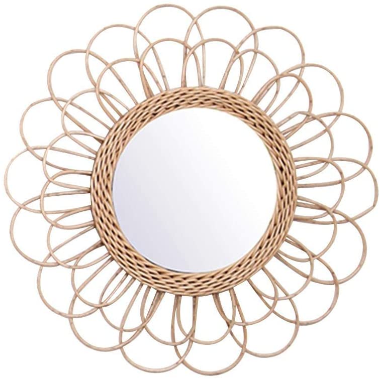 Handmade Rattan Round Mirror, Real looking Mirror.