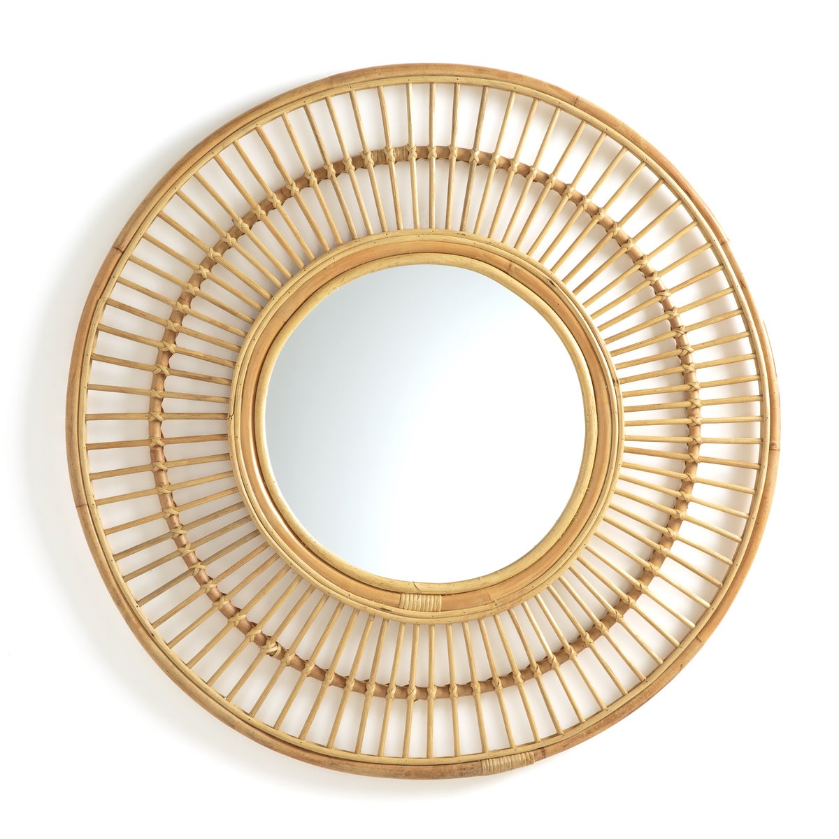 Handmade Rattan Round Mirror, Real looking Mirror.