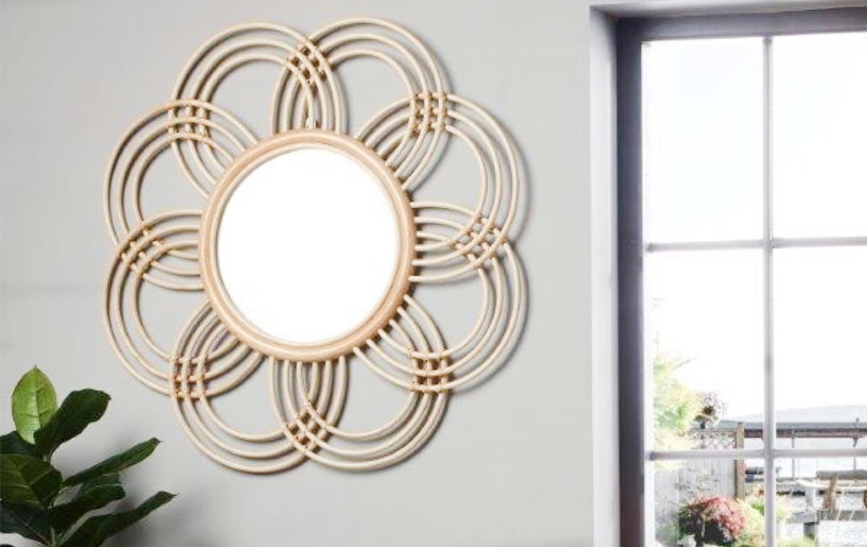 Handmade Rattan Round Mirror, Real looking Mirror. - Image 2