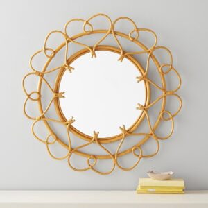 Handmade Rattan Round Mirror, Real looking Mirror.