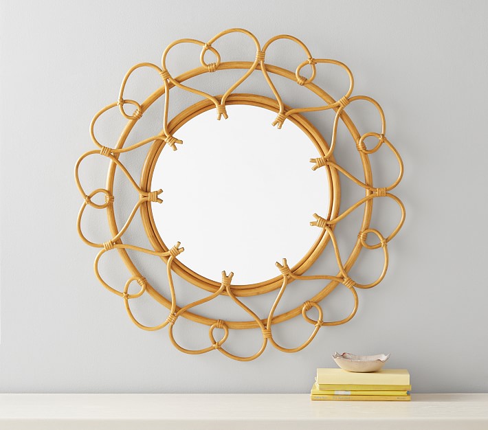 Handmade Rattan Round Mirror, Real looking Mirror.