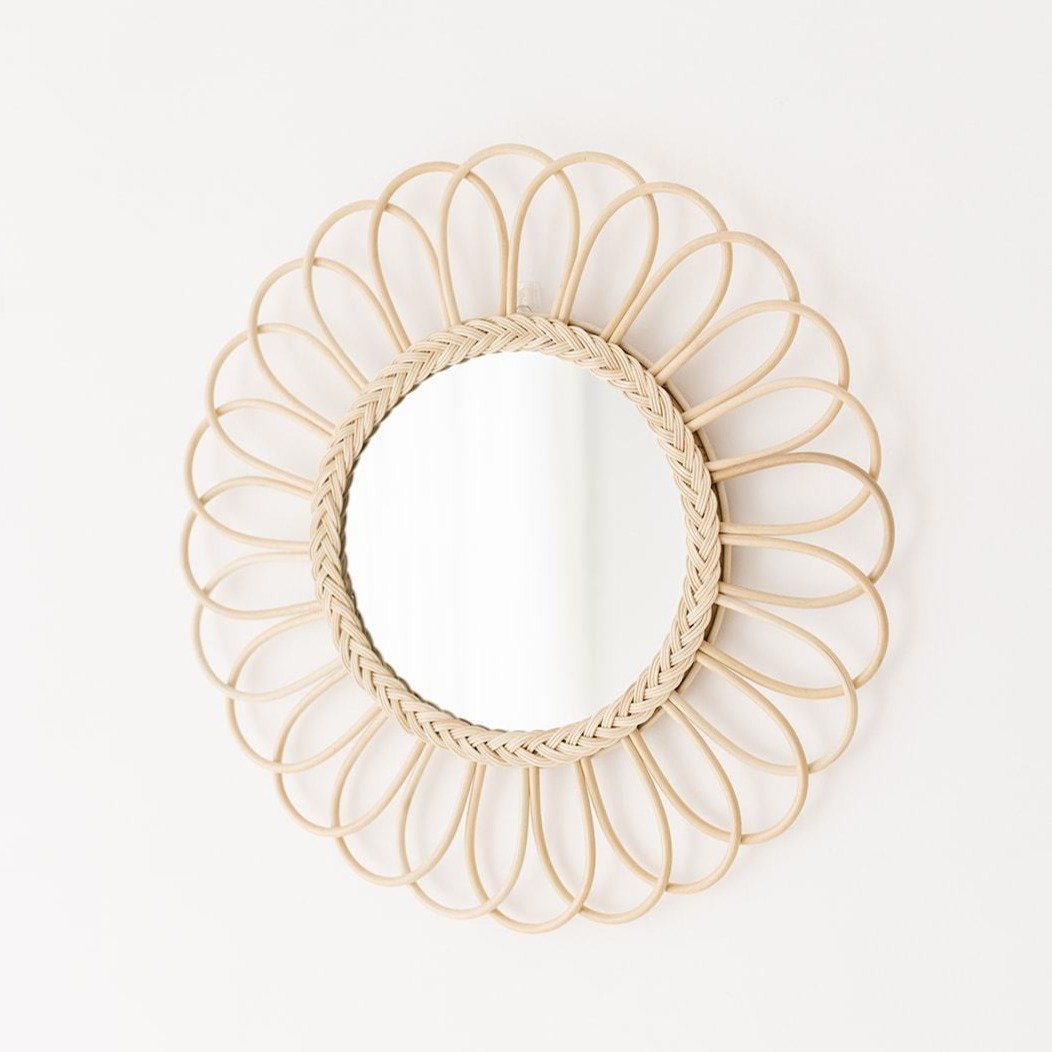 Handmade Rattan Round Mirror, Real looking Mirror.
