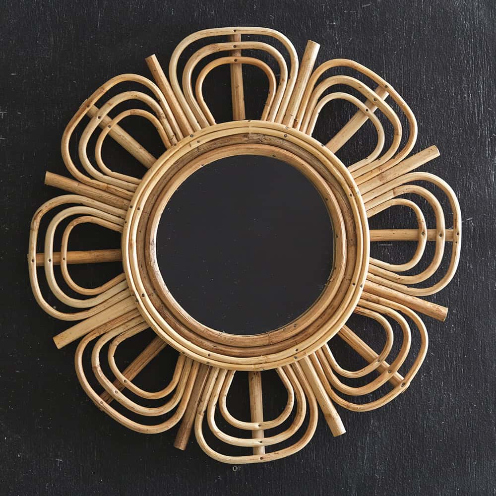 Handmade Rattan Round Mirror, Real looking Mirror.