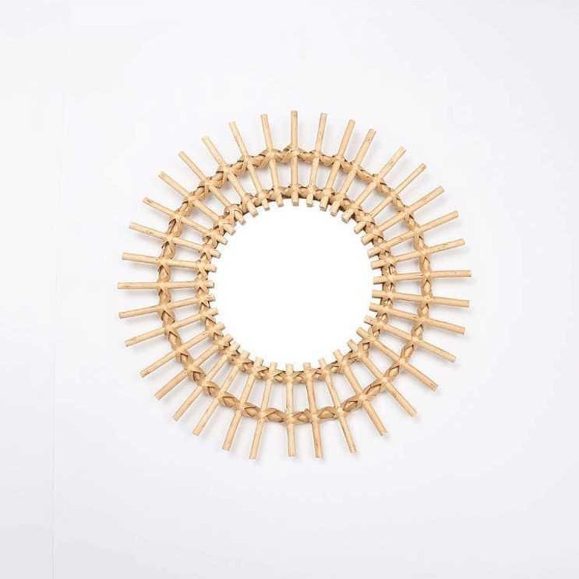 Handmade Rattan Round Mirror, Real looking Mirror. - Image 2