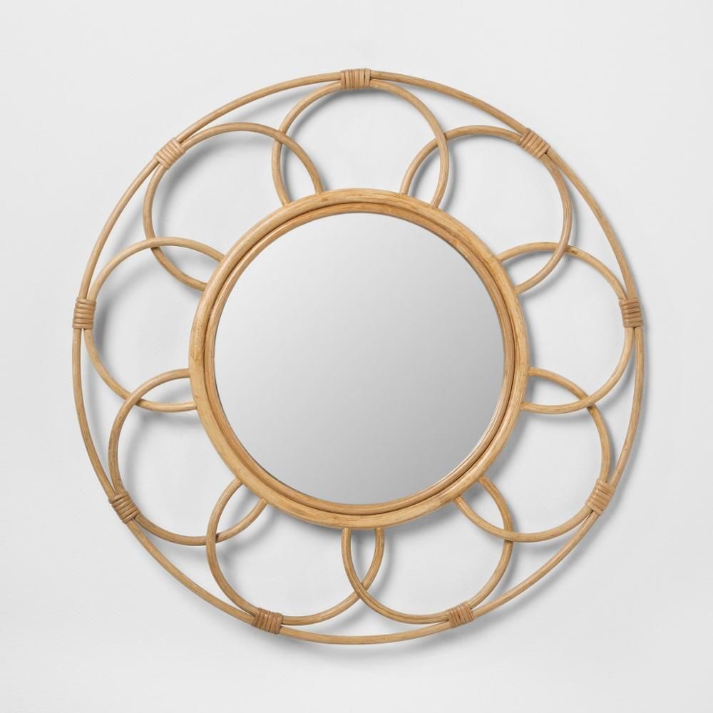 Handmade Rattan Round Mirror, Real looking Mirror.
