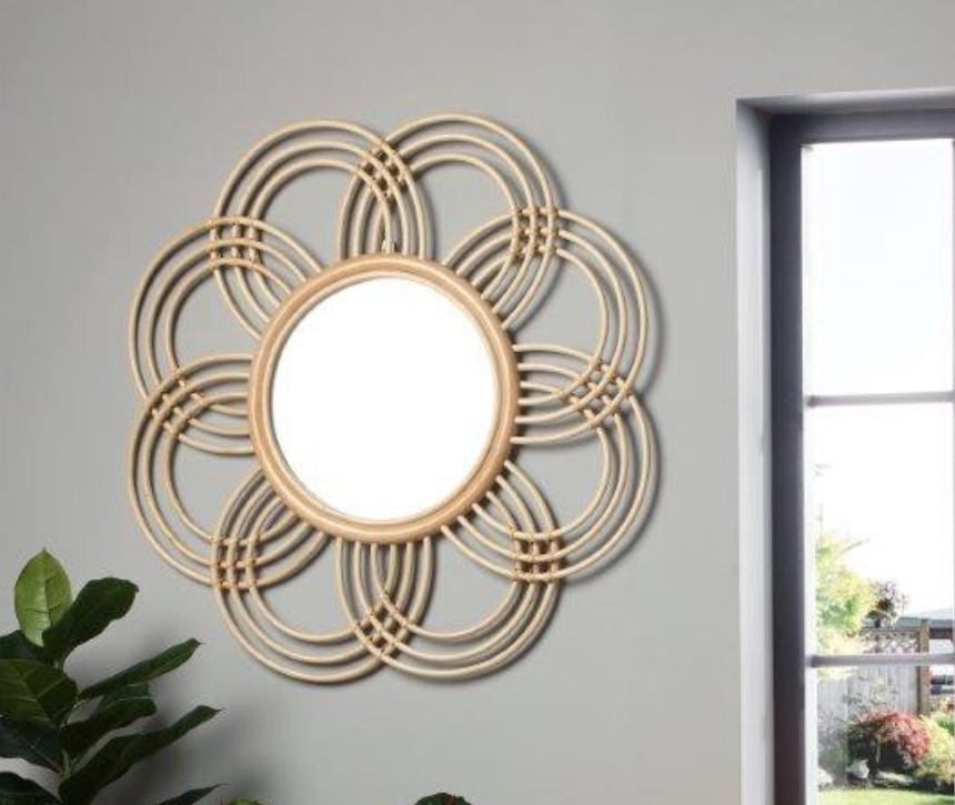 Handmade Rattan Round Mirror, Real looking Mirror. - Image 3