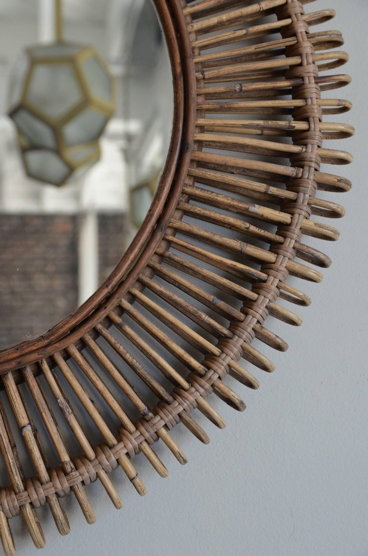 Handmade Rattan Round Mirror, Real looking Mirror. - Image 4