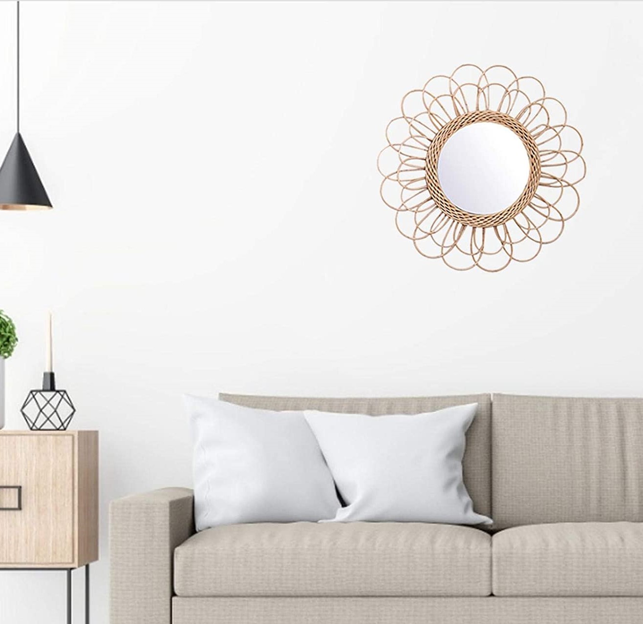 Handmade Rattan Round Mirror, Real looking Mirror. - Image 7