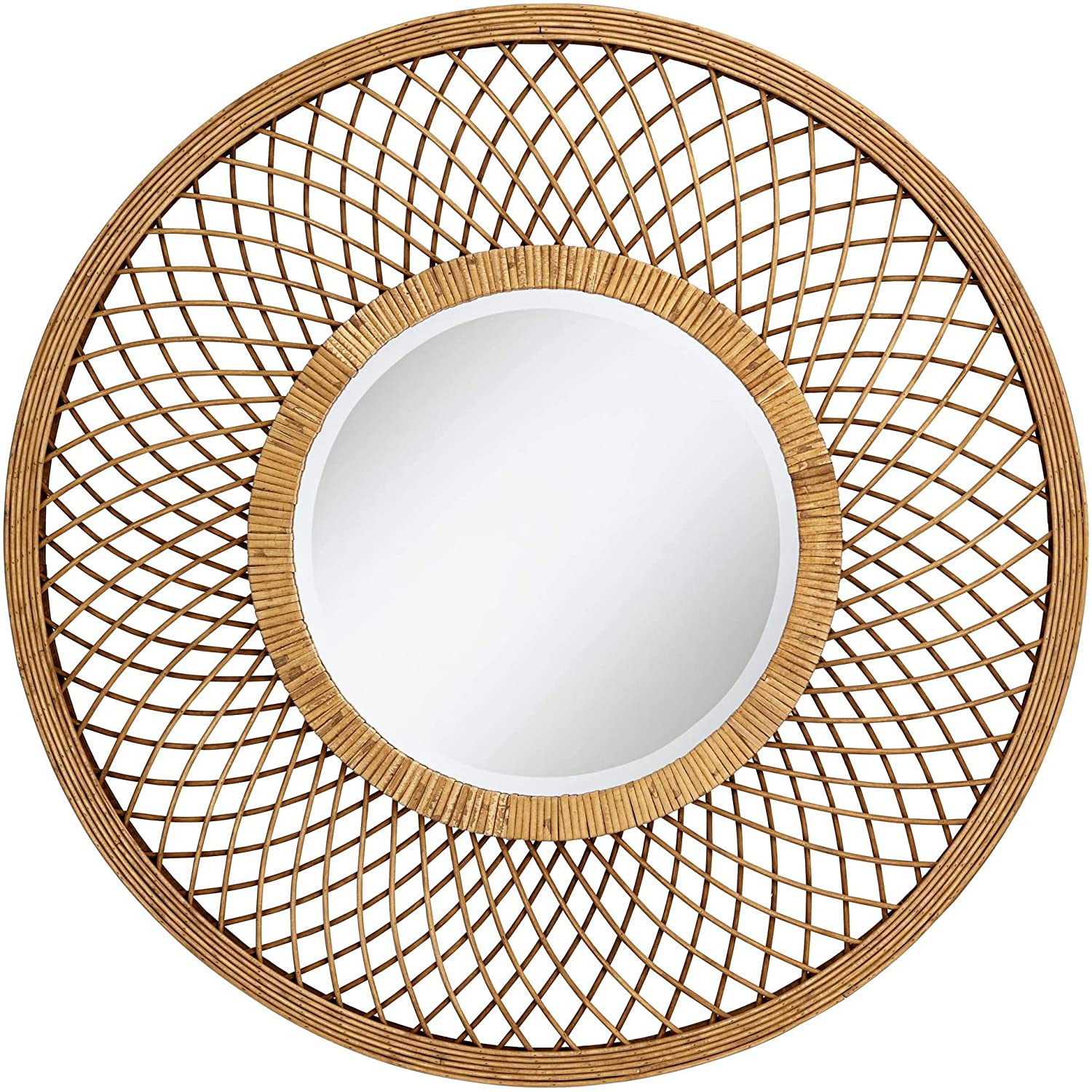 Handmade Rattan Round Mirror, Real looking Mirror. - Image 2