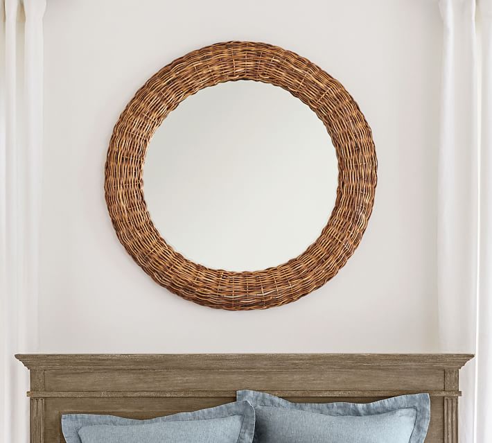 Handmade Rattan Round Mirror, Real looking Mirror.