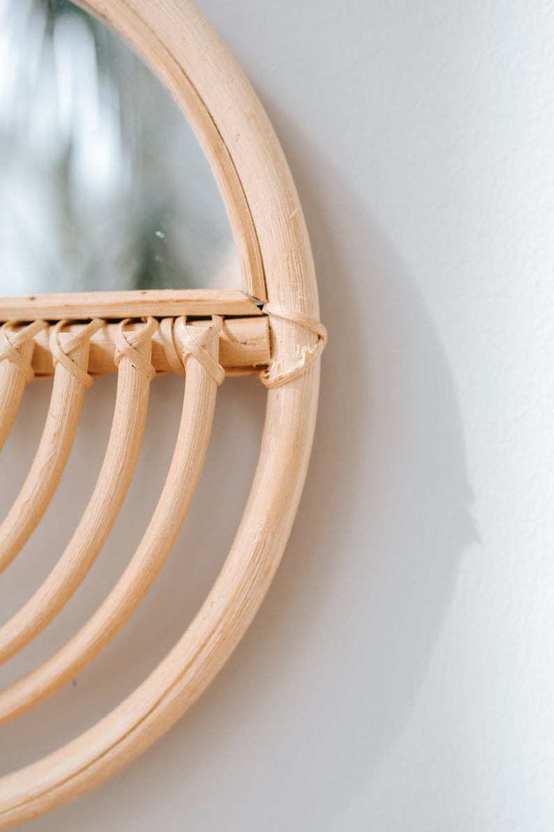 Handmade Rattan Round Mirror, Real looking Mirror. - Image 2