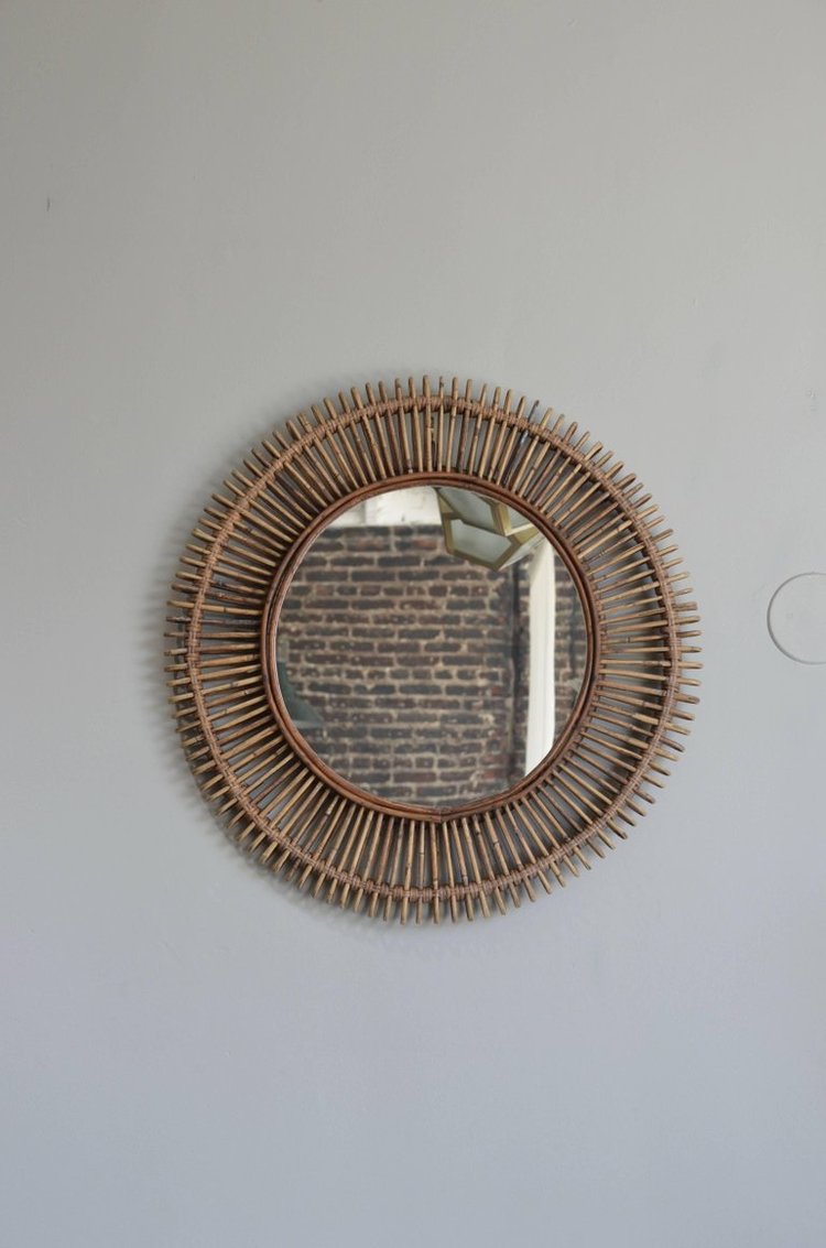 Handmade Rattan Round Mirror, Real looking Mirror. - Image 3