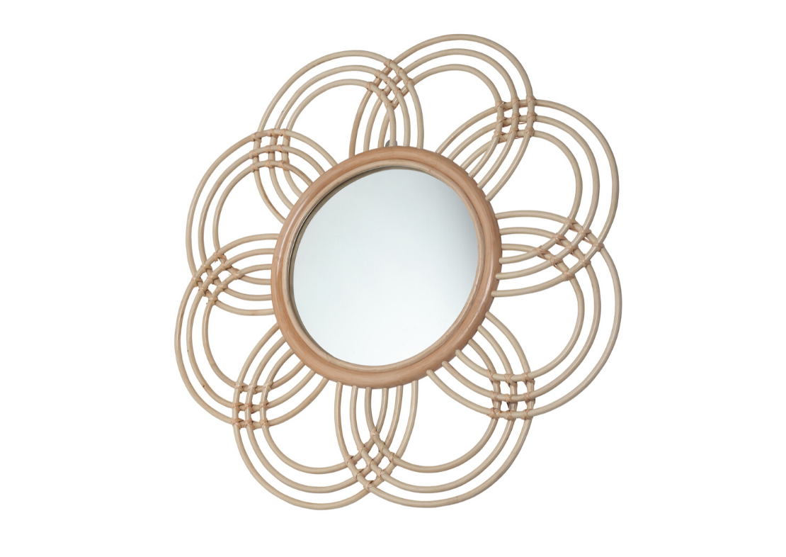 Handmade Rattan Round Mirror, Real looking Mirror.