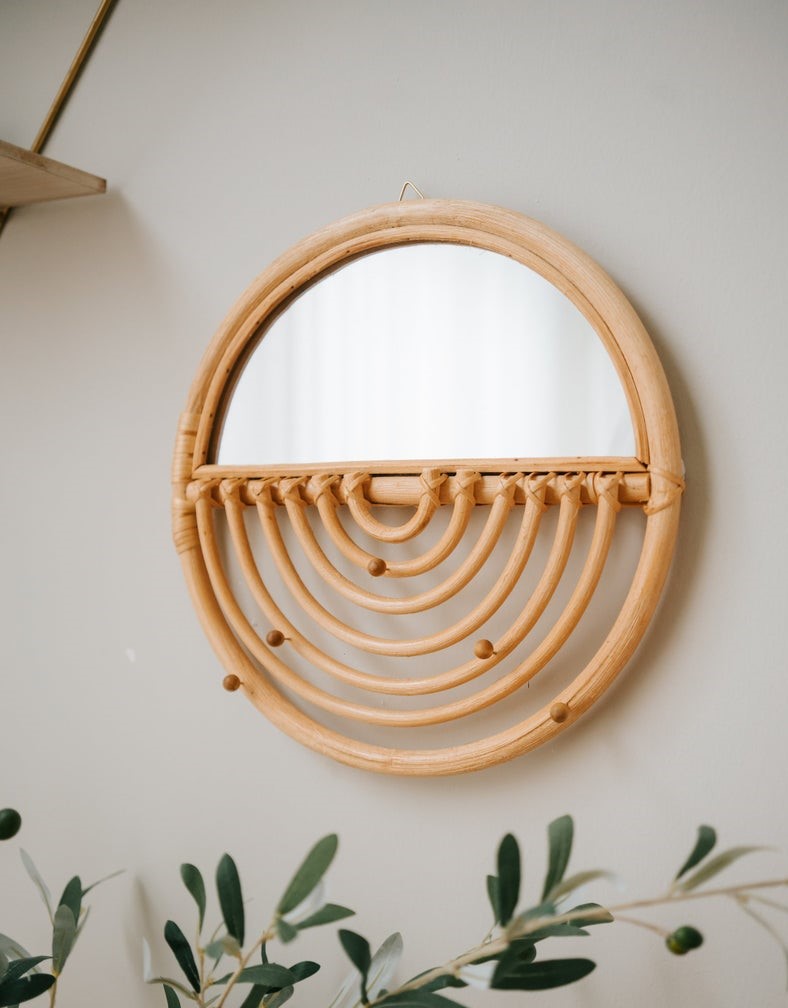 Handmade Rattan Round Mirror, Real looking Mirror. - Image 3