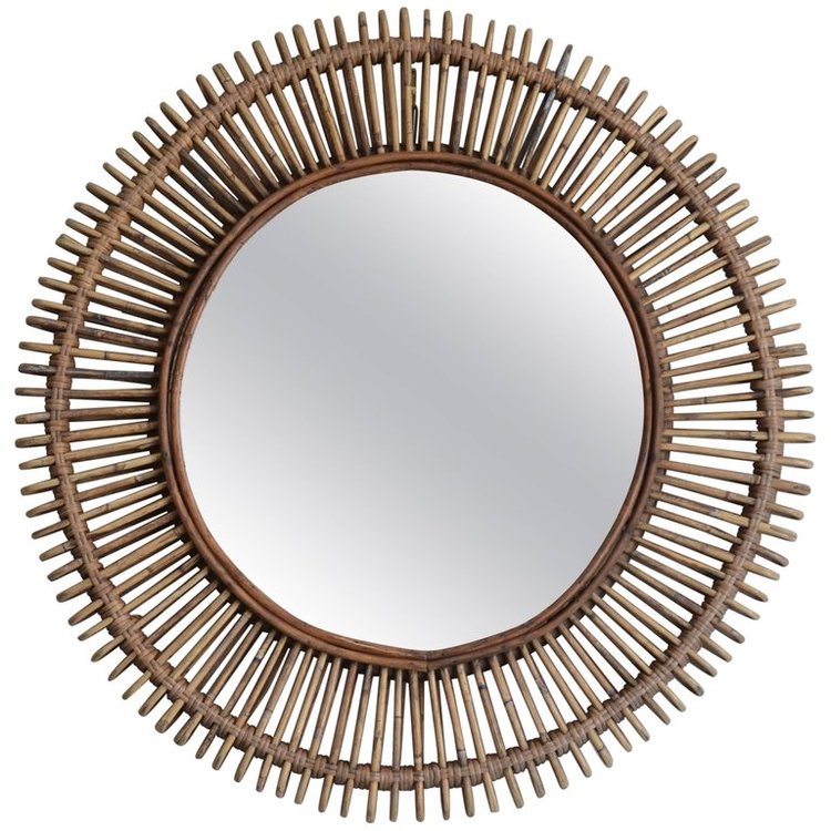 Handmade Rattan Round Mirror, Real looking Mirror.