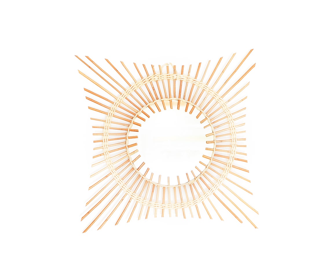 Handmade Rattan Round Mirror, Real looking Mirror. - Image 4