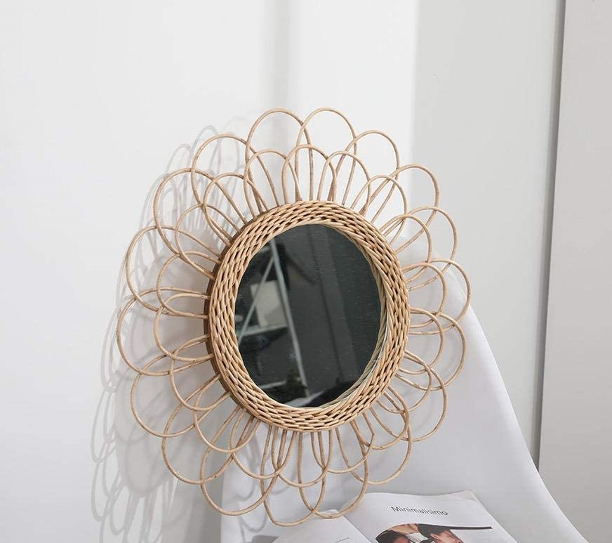 Handmade Rattan Round Mirror, Real looking Mirror. - Image 5