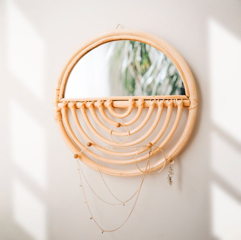 Handmade Rattan Round Mirror, Real looking Mirror. - Image 4