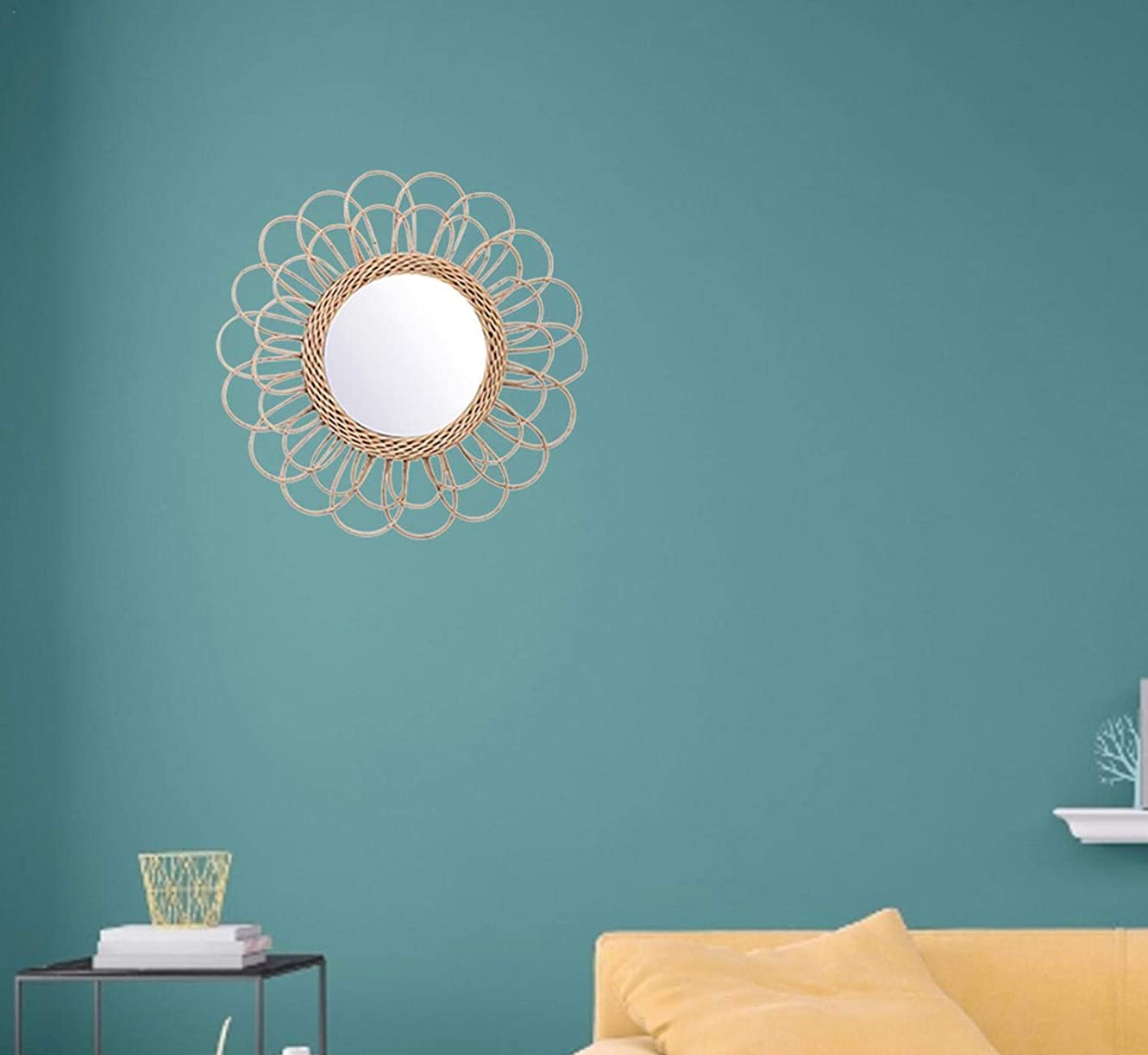 Handmade Rattan Round Mirror, Real looking Mirror. - Image 4