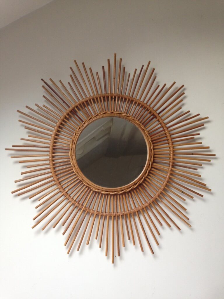 Handmade Rattan Round Mirror, Real looking Mirror.
