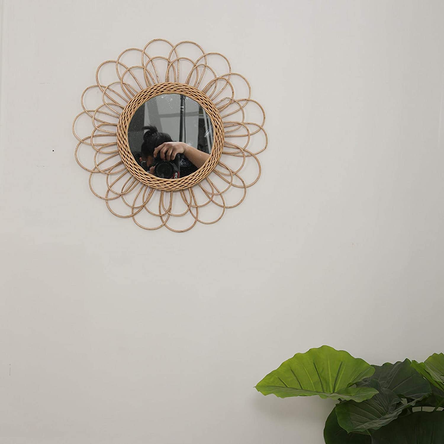 Handmade Rattan Round Mirror, Real looking Mirror. - Image 2