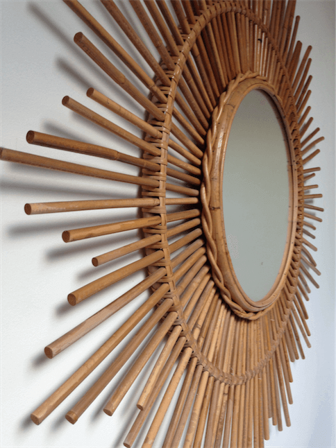 Handmade Rattan Round Mirror, Real looking Mirror. - Image 2