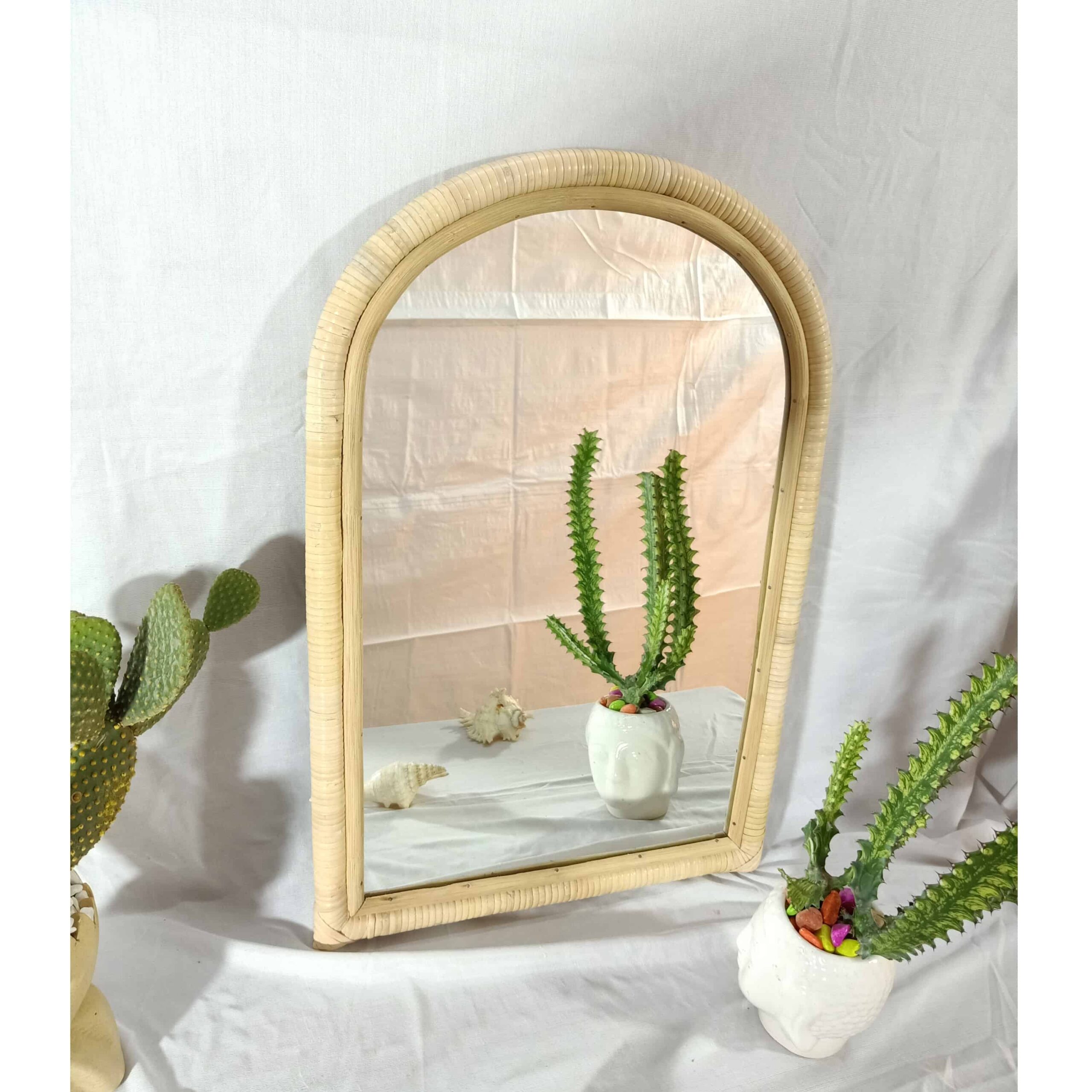 Handmade Rattan Wall Mirror, Real looking Mirror. - Image 4