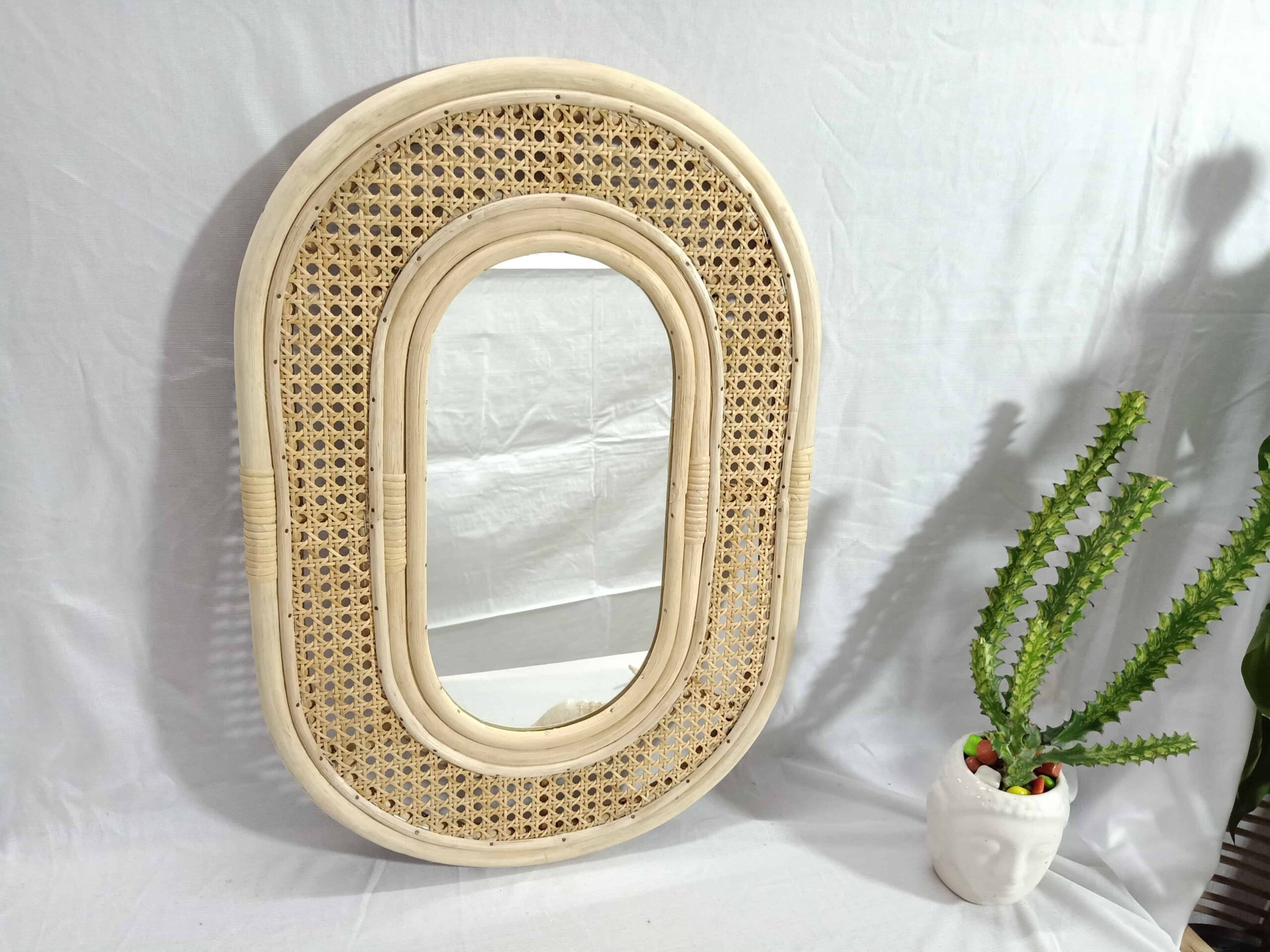 Handmade Rattan Wall Mirror, Real looking Mirror.