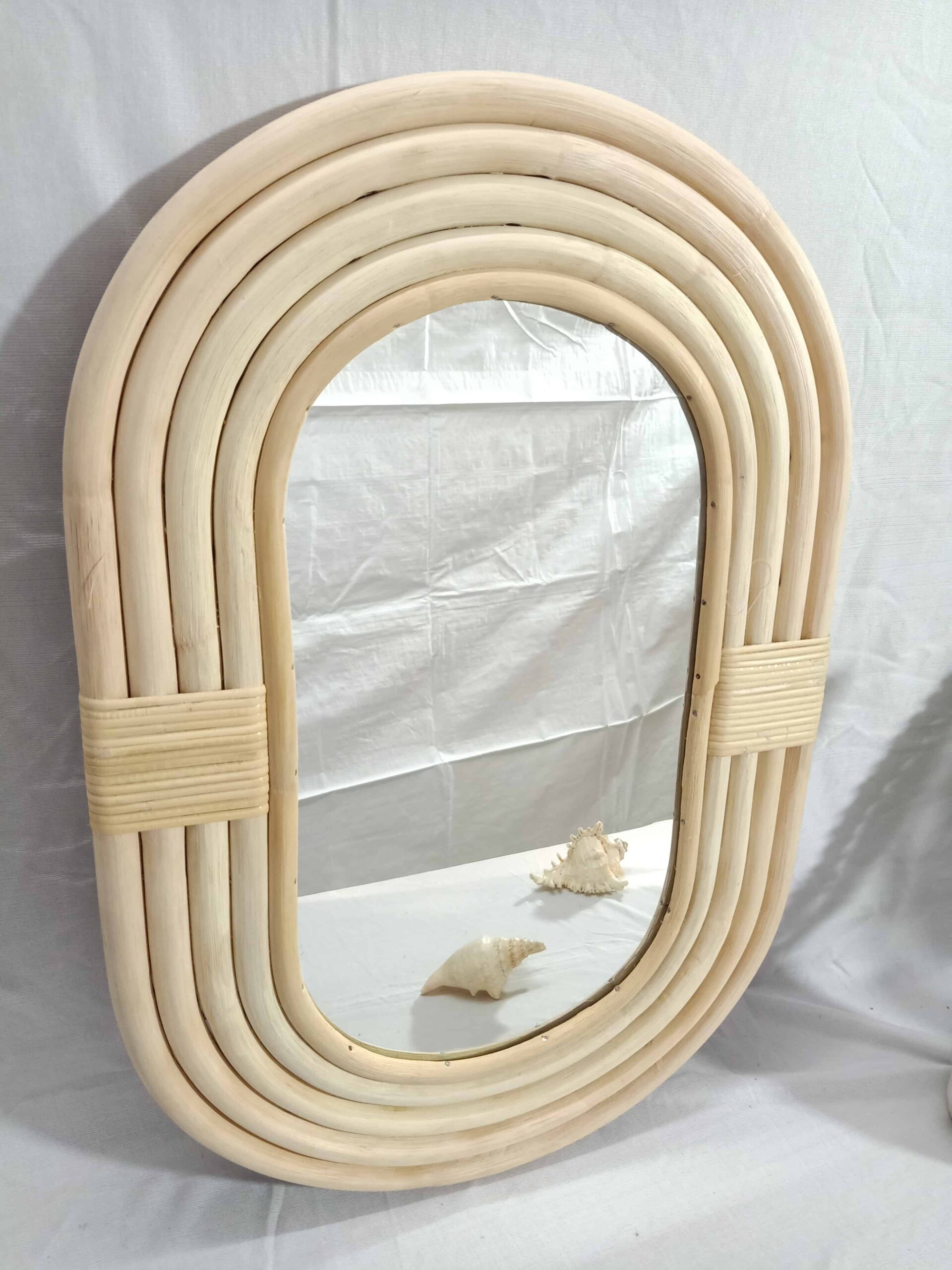 Handmade Rattan Wall Mirror, Real looking Mirror. - Image 2