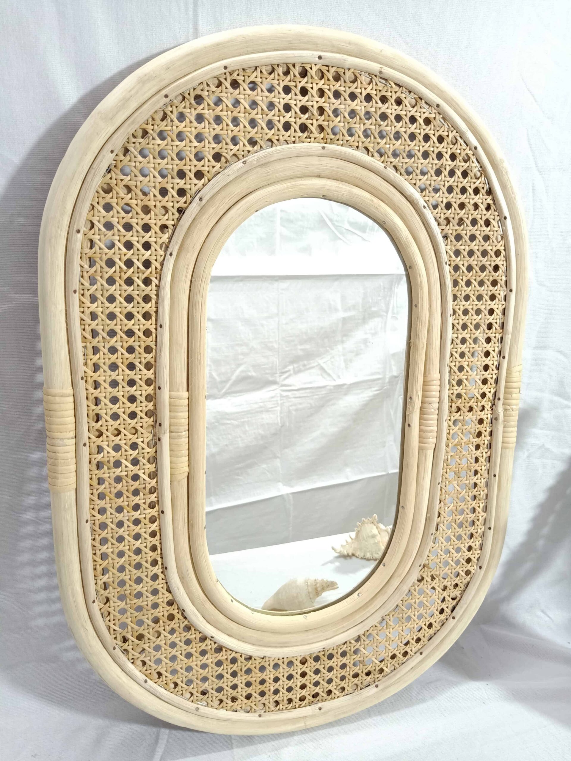 Handmade Rattan Wall Mirror, Real looking Mirror. - Image 2