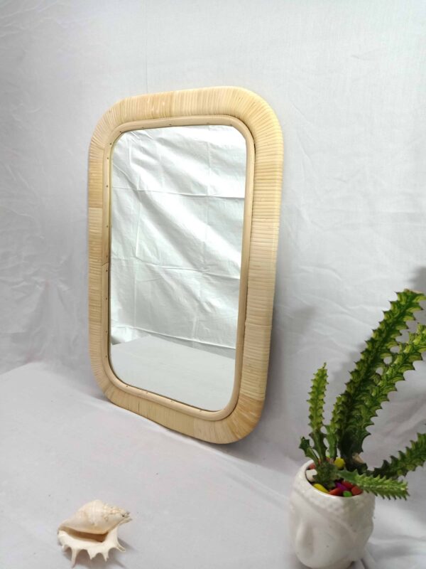 Handmade Rattan Wall Mirror, Real looking Mirror. - Image 2
