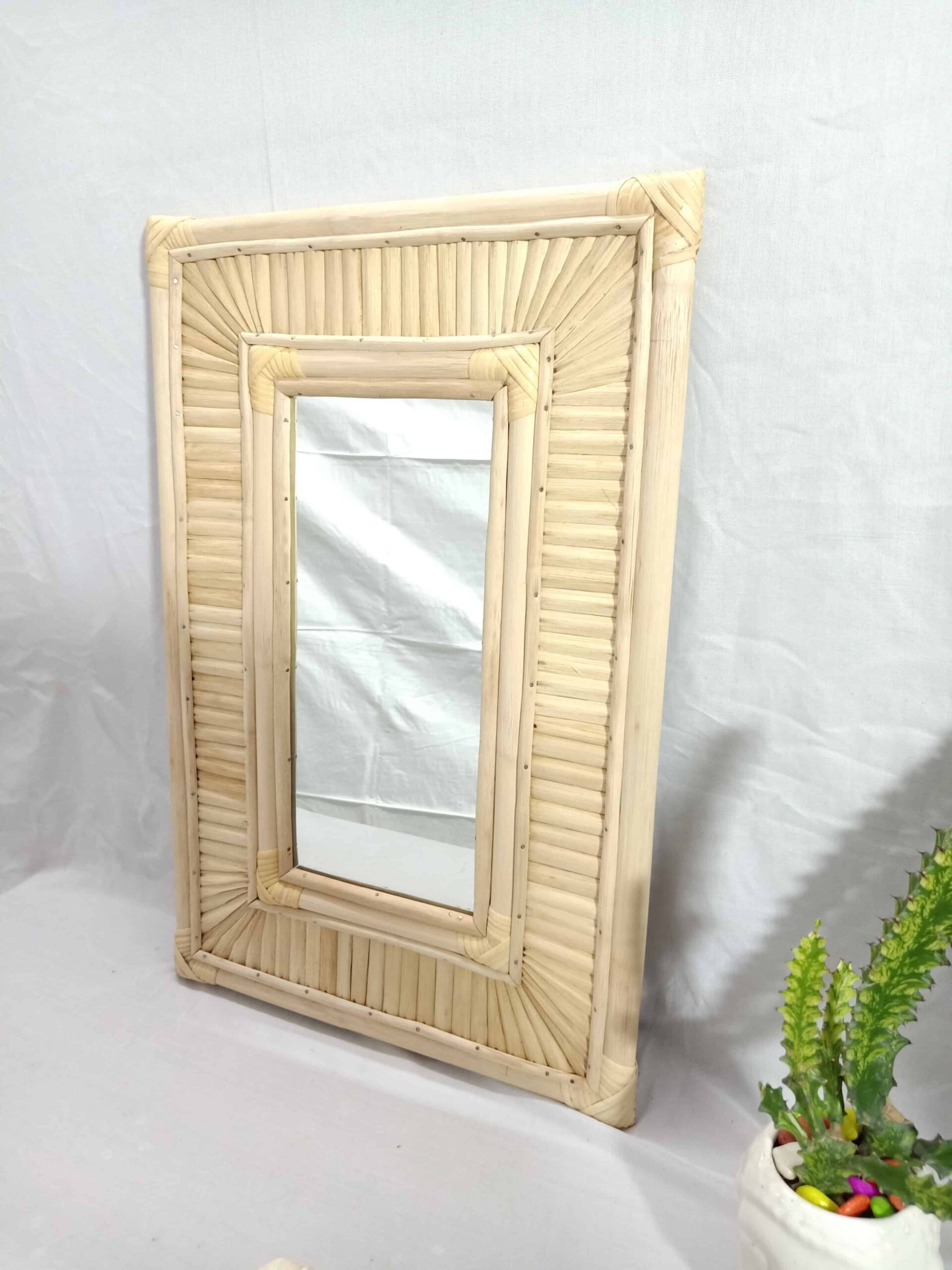Handmade Rattan Wall Mirror, Real looking Mirror. - Image 2